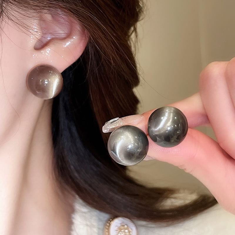 / Bead Heart Alloy Stud Earring