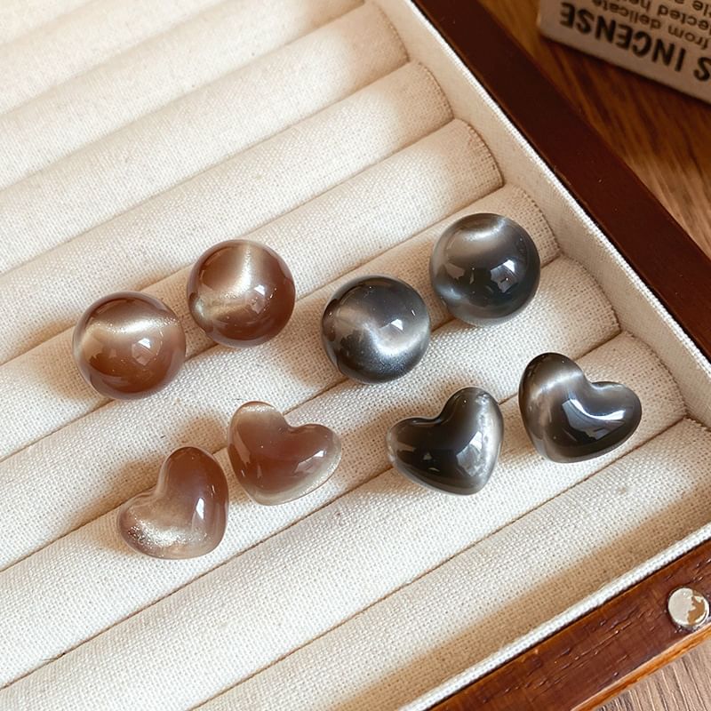 / Bead Heart Alloy Stud Earring