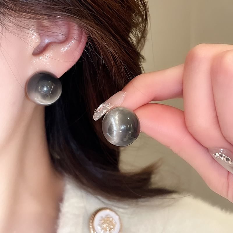 / Bead Heart Alloy Stud Earring