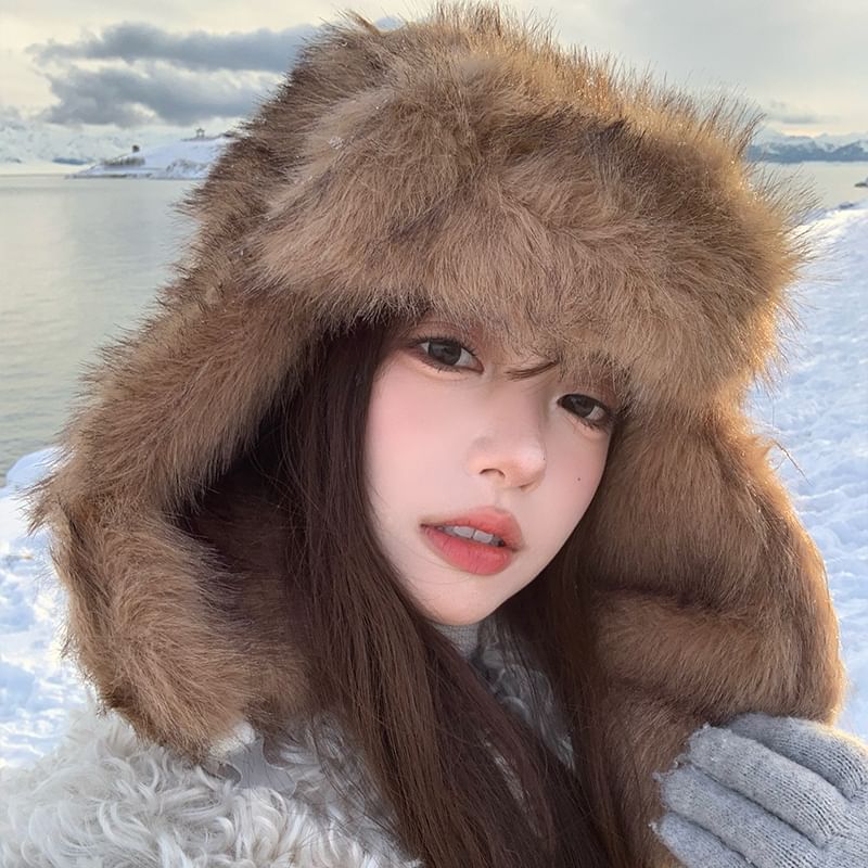 Hat Fluffy Trapper Plain