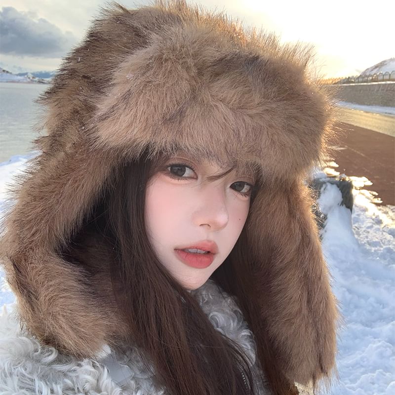 Hat Fluffy Trapper Plain