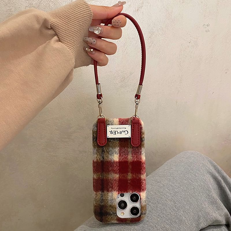 Strap Phone Case Plaid