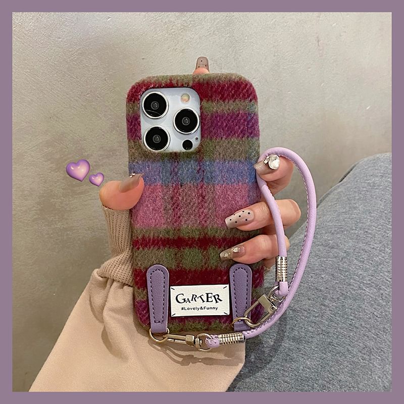 Strap Phone Case Plaid