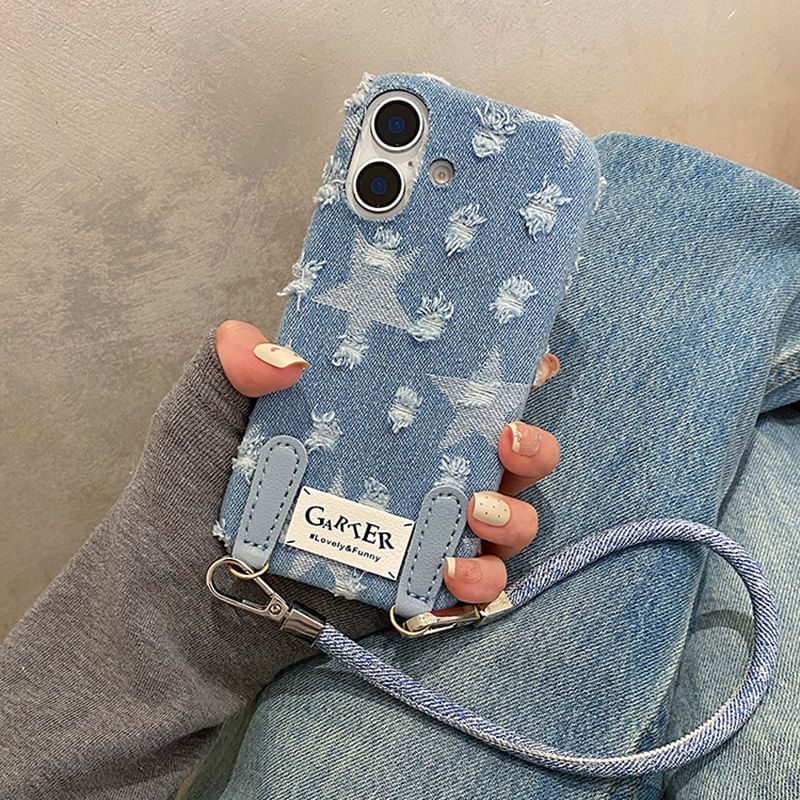 Case Set Distressed / Strap Denim Phone