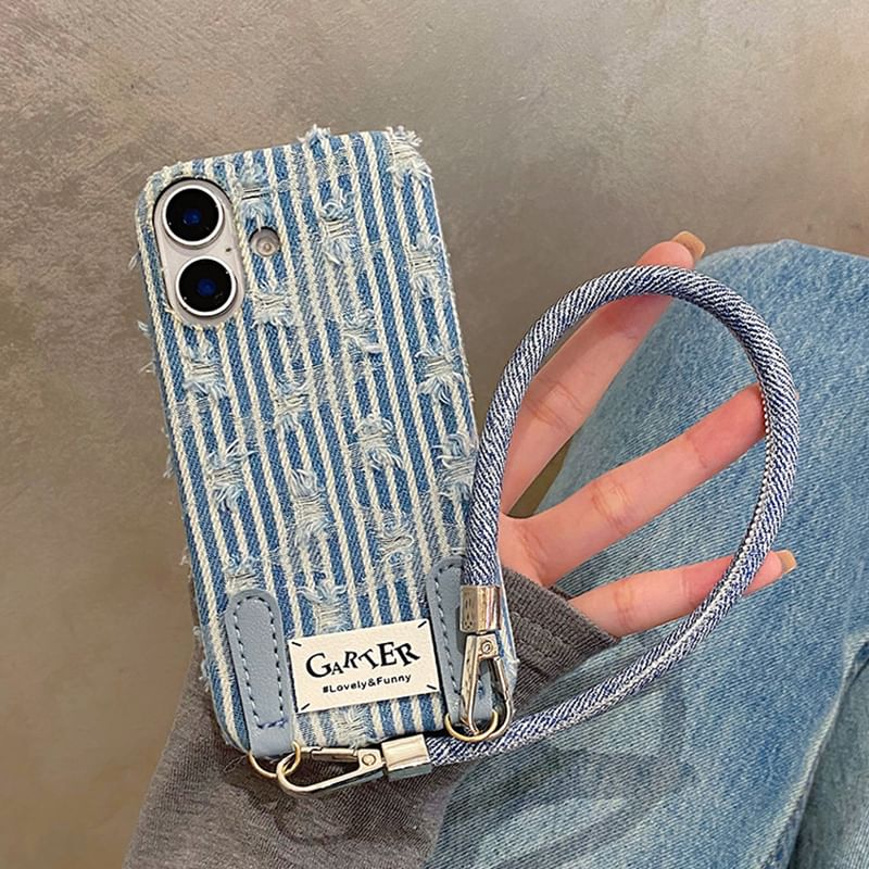 Case Set Distressed / Strap Denim Phone