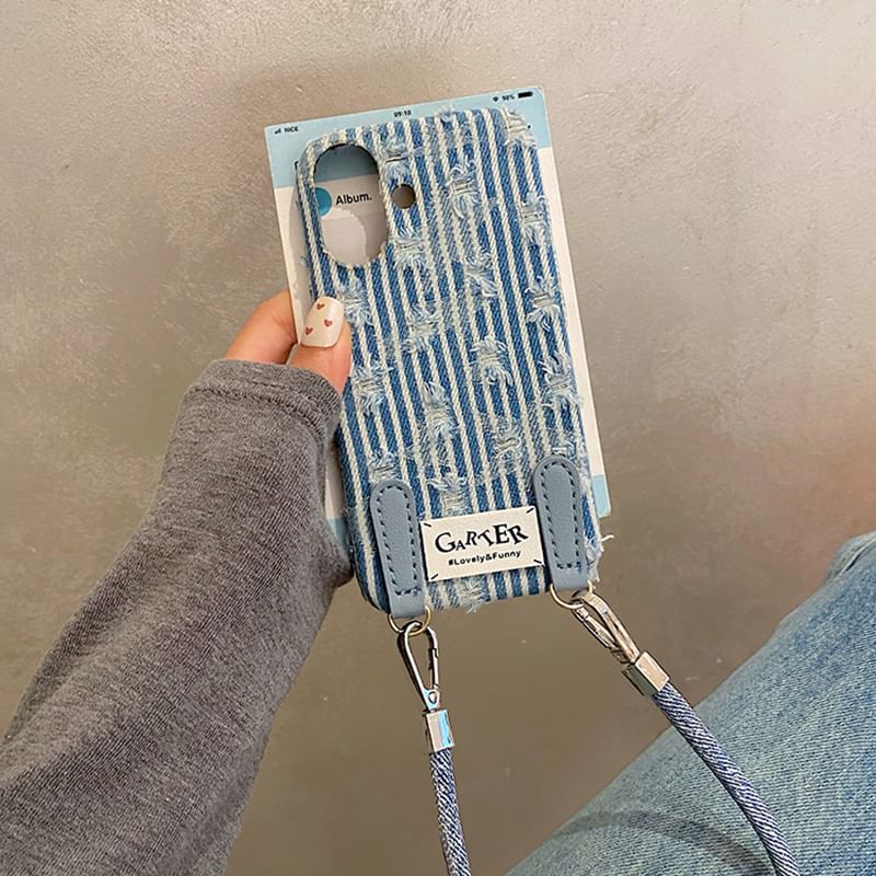 Case Set Distressed / Strap Denim Phone