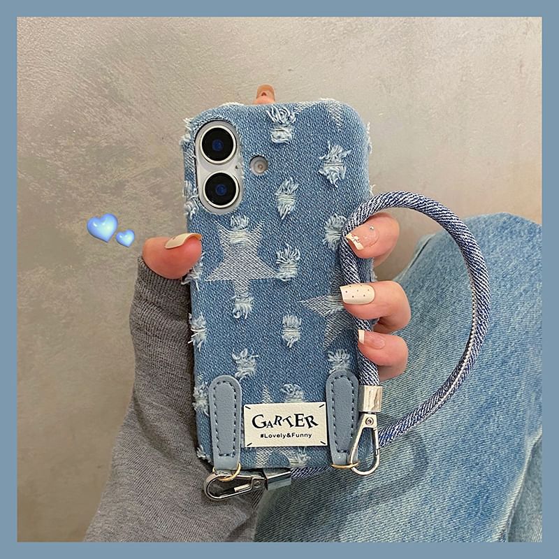 Case Set Distressed / Strap Denim Phone