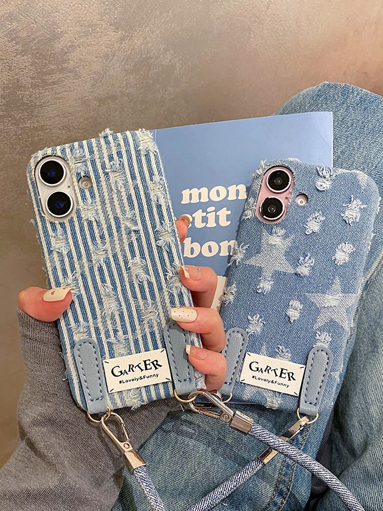 Case Set Distressed / Strap Denim Phone