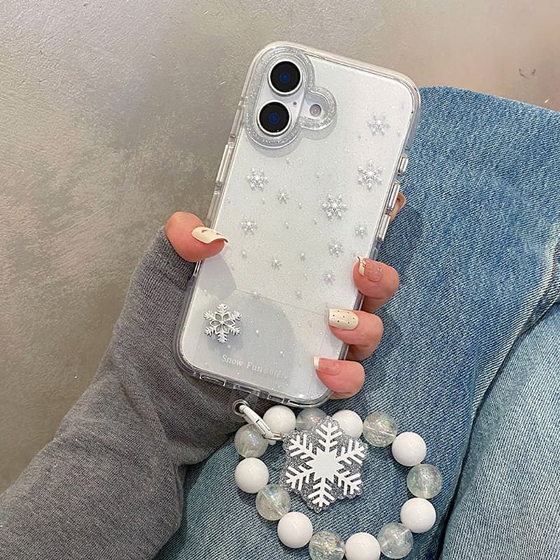 Snowflake Adhesive / Decoration Strap Phone Set Case