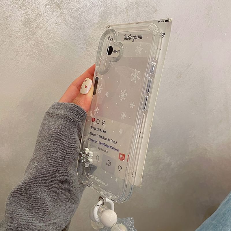 Snowflake Adhesive / Decoration Strap Phone Set Case