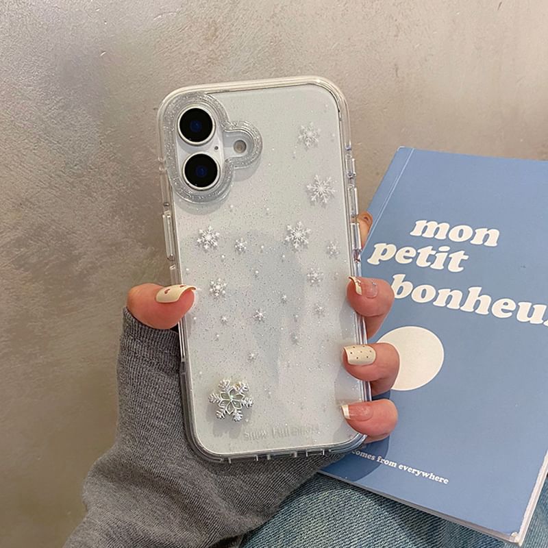 Snowflake Adhesive / Decoration Strap Phone Set Case