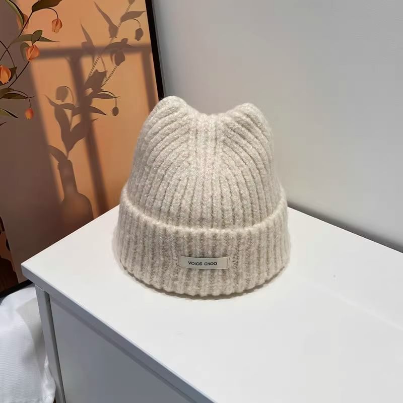 Lettering Beanie Knit Applique