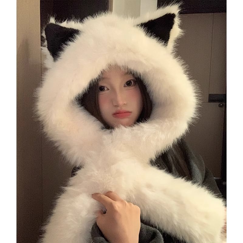 Ear Scarf Hooded Chenille Fox