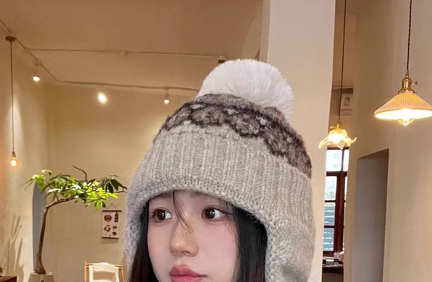Trapper Knit Hat Pom