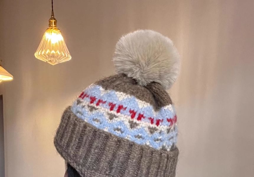 Trapper Knit Hat Pom