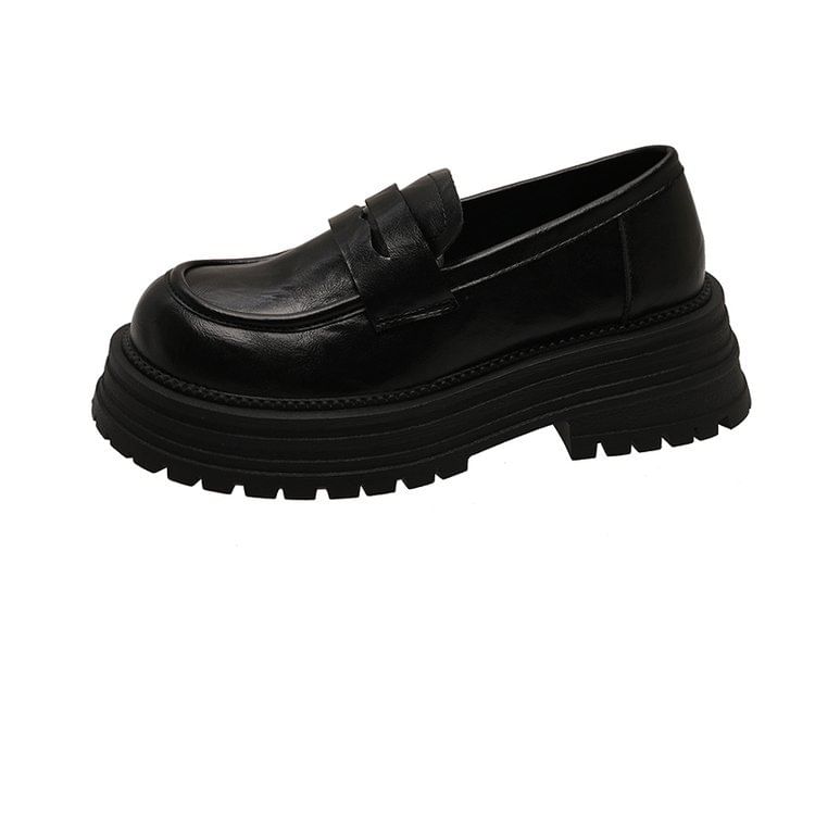Leather Platform Loafers Faux