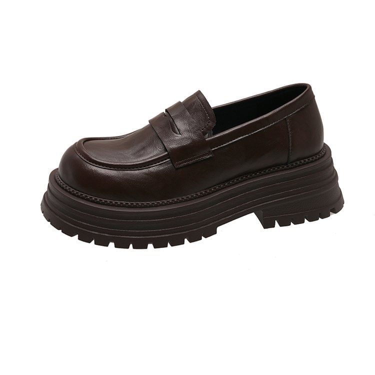 Leather Platform Loafers Faux