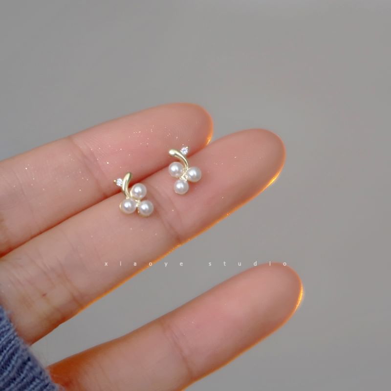 Faux Silver Stud S925 Pearl Sterling Earring