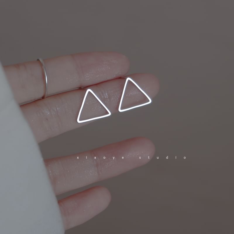 Silver Sterling Triangle Earring S925 Stud