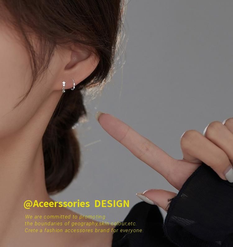 S925 Ear Star Sterling Earring Silver Cuff Huggie /