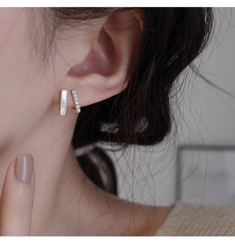 Earring Rhinestone Alloy Stud Shell