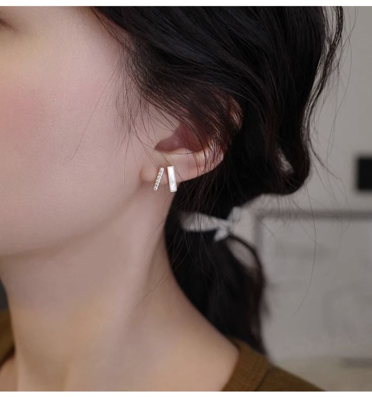 Earring Rhinestone Alloy Stud Shell