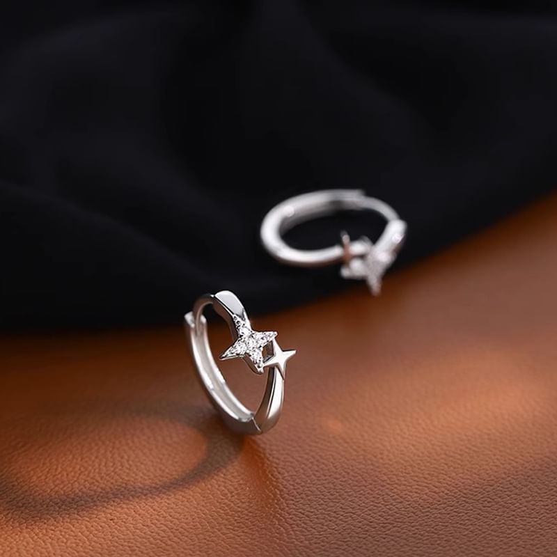 Alloy Rhinestone Hoop Star Earring
