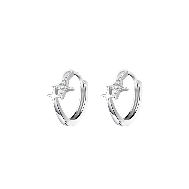 Alloy Rhinestone Hoop Star Earring