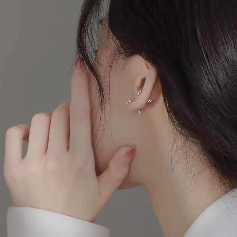 Barbell Alloy Earring Heart Asymmetrical Rhinestone