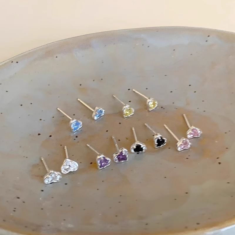 Earring Rhinestone Alloy Heart Stud