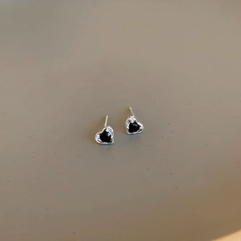 Earring Rhinestone Alloy Heart Stud