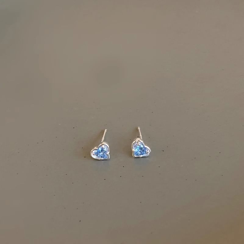Earring Rhinestone Alloy Heart Stud