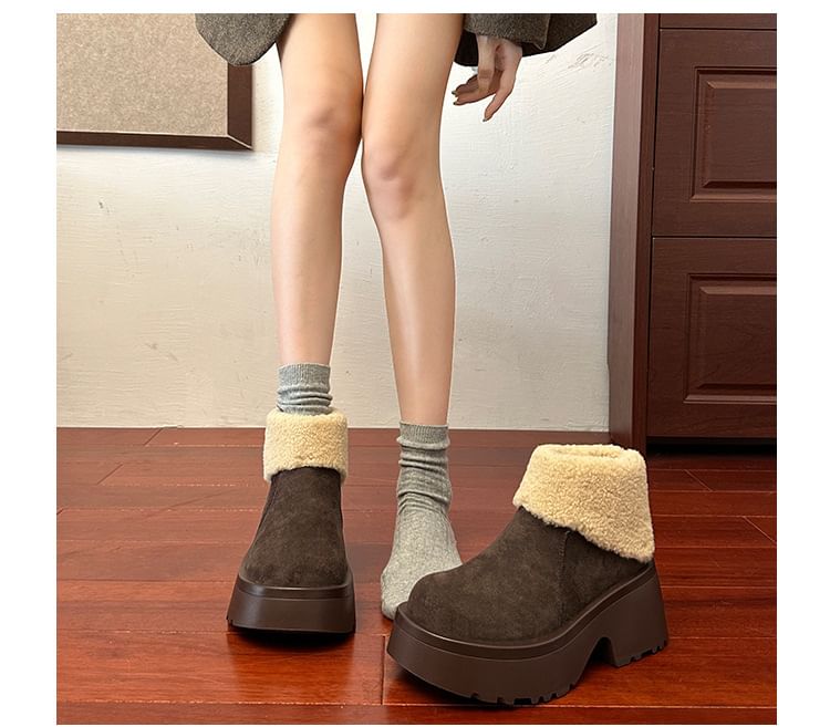 Ankle Fleece Lined Platform Plain Boots