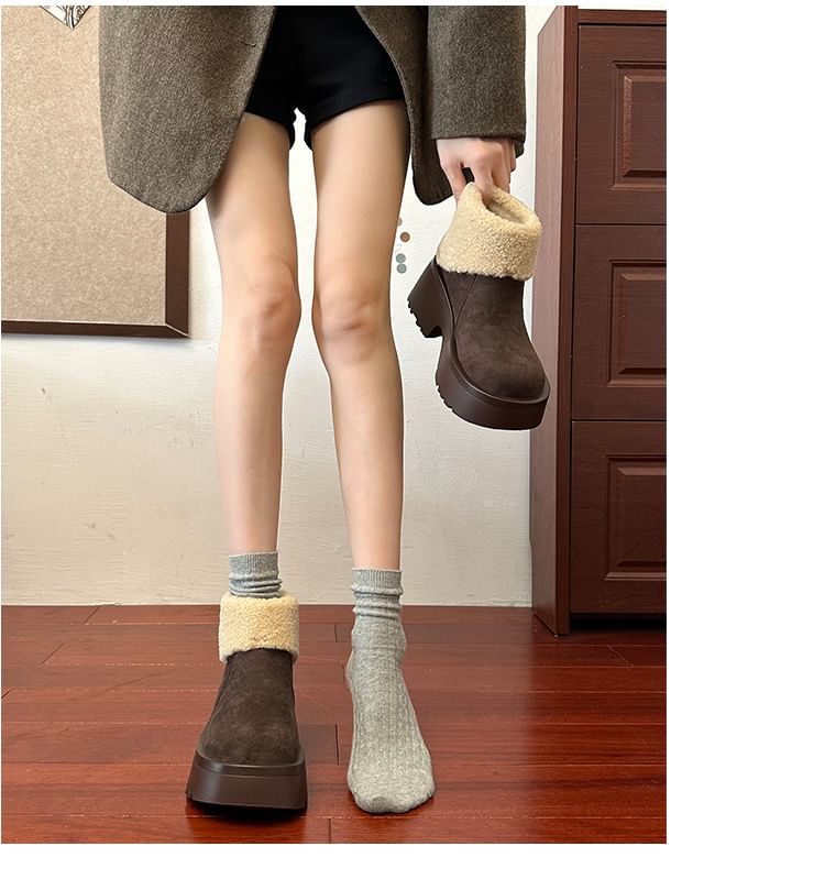 Ankle Fleece Lined Platform Plain Boots