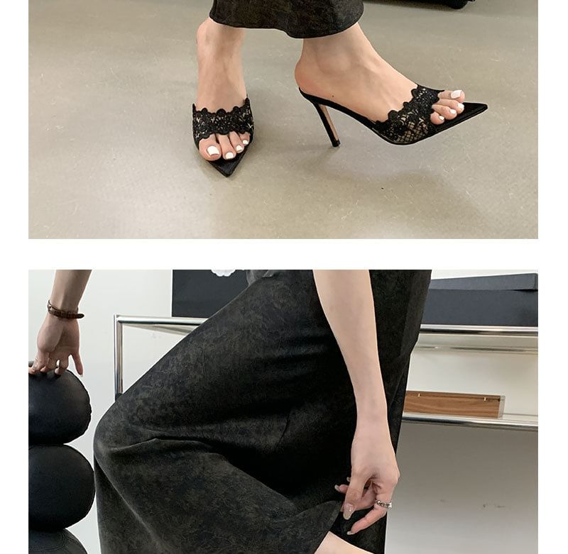 Sandals Pointy Stiletto Slide Heel