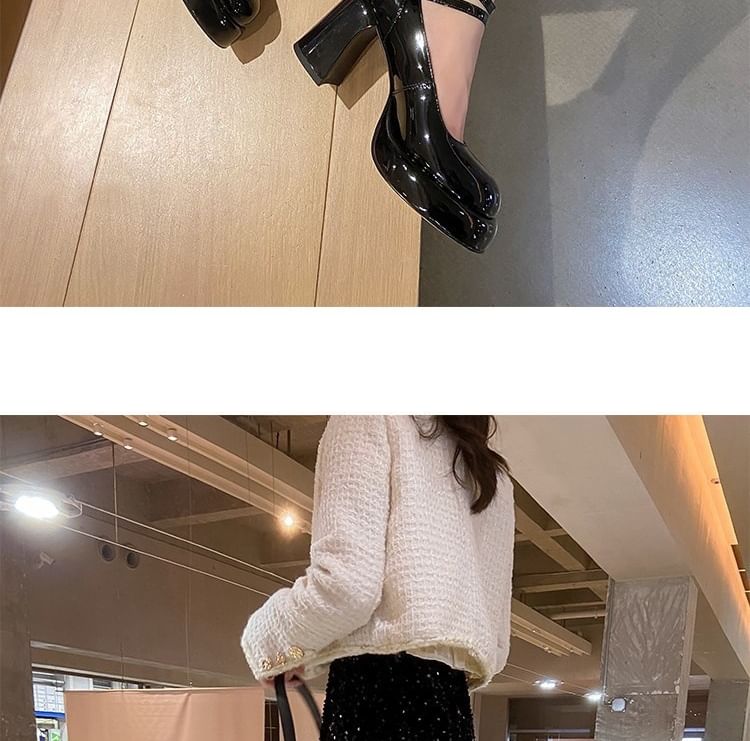 Heel Mary Toe Platform Round Chunky Pumps Jane