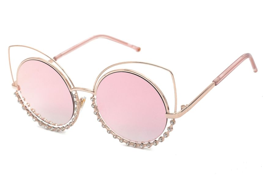 Sunglasses Metal Rhinestone Frame Cat Eye