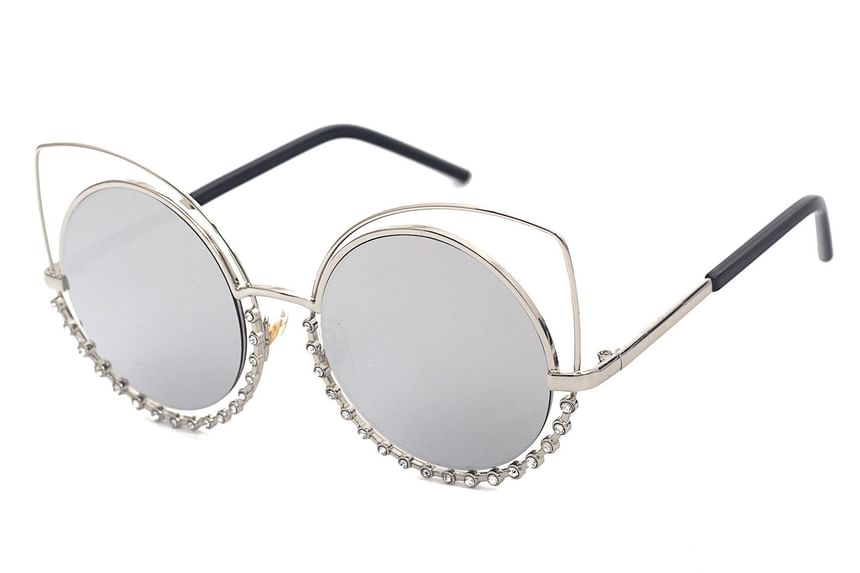 Sunglasses Metal Rhinestone Frame Cat Eye