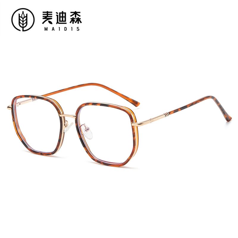 Frame Light Blue Eyeglasses Square Blocking Metal