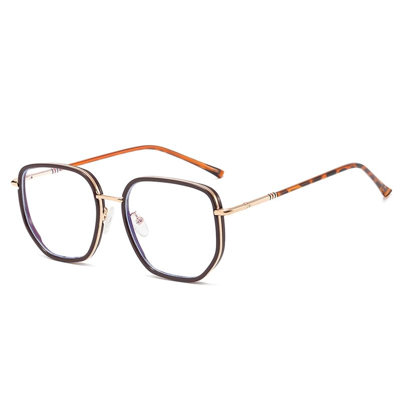 Frame Light Blue Eyeglasses Square Blocking Metal