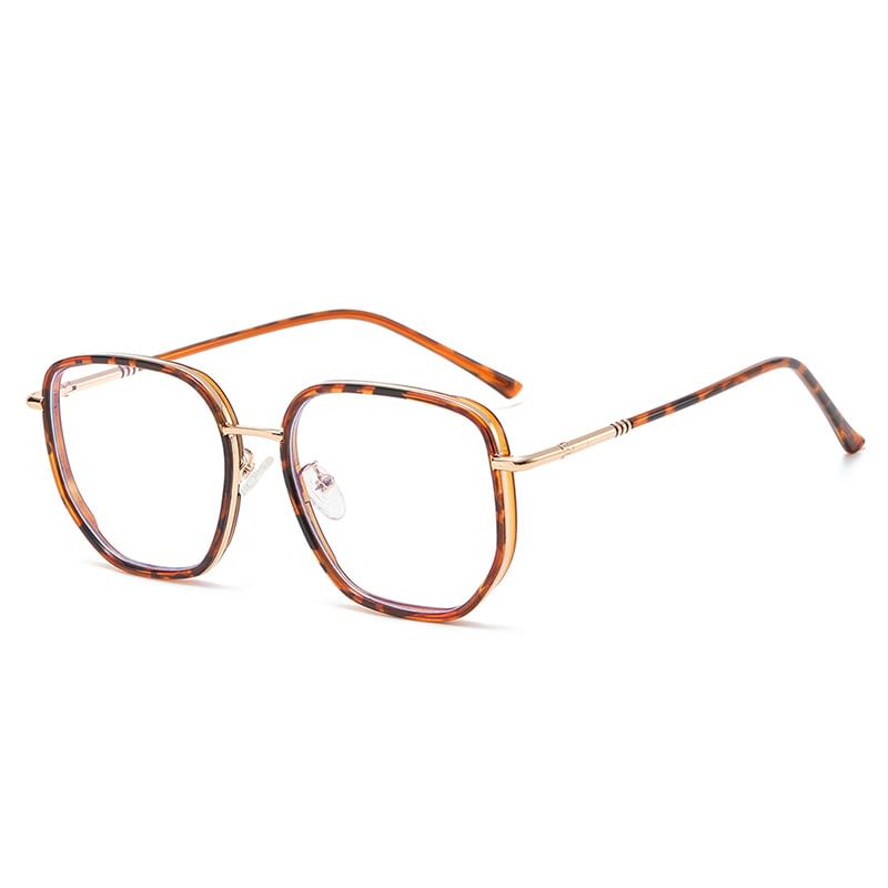 Frame Light Blue Eyeglasses Square Blocking Metal