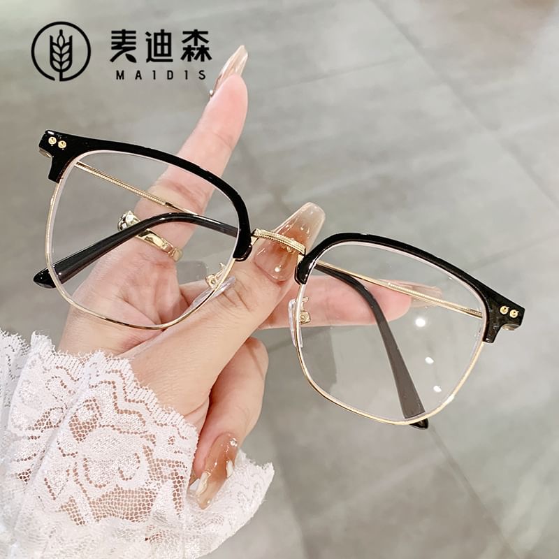 Eyeglasses Blue Frame Light Square Metal Blocking