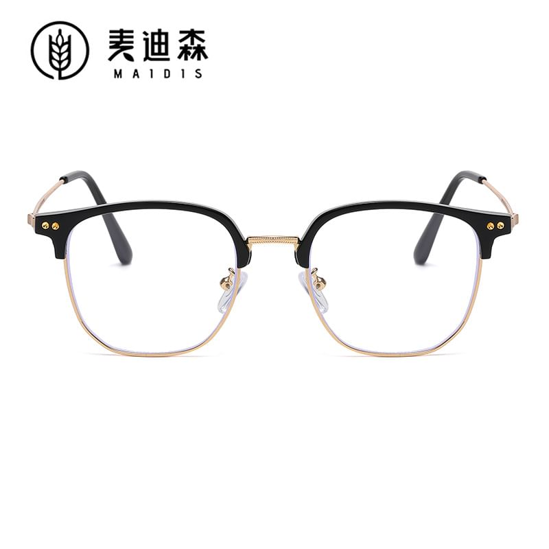 Eyeglasses Blue Frame Light Square Metal Blocking