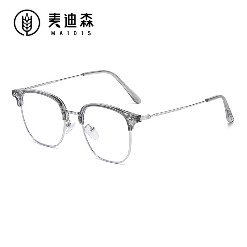 Eyeglasses Blue Frame Light Square Metal Blocking