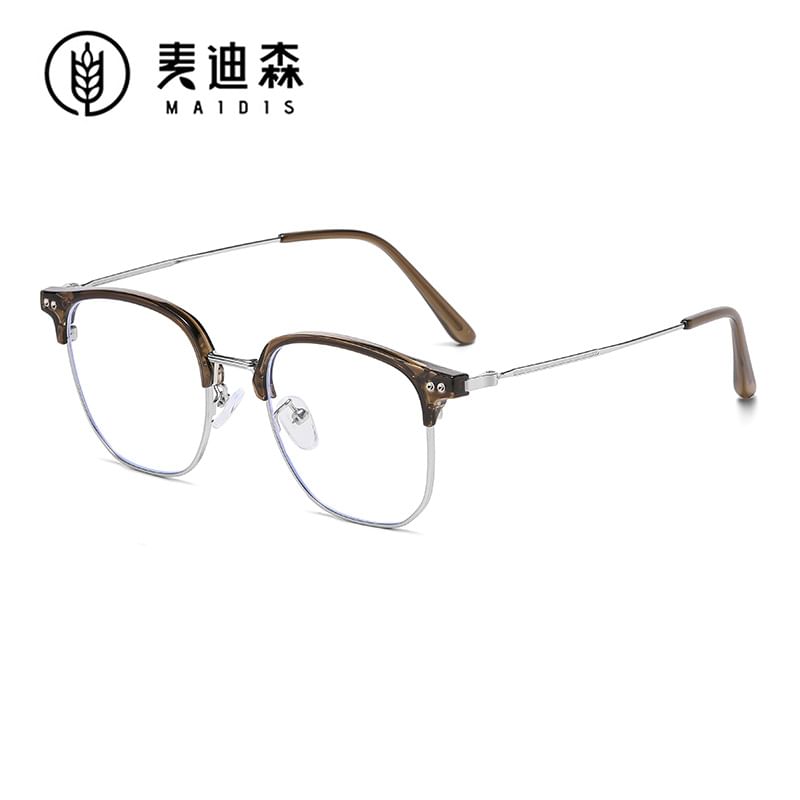 Eyeglasses Blue Frame Light Square Metal Blocking