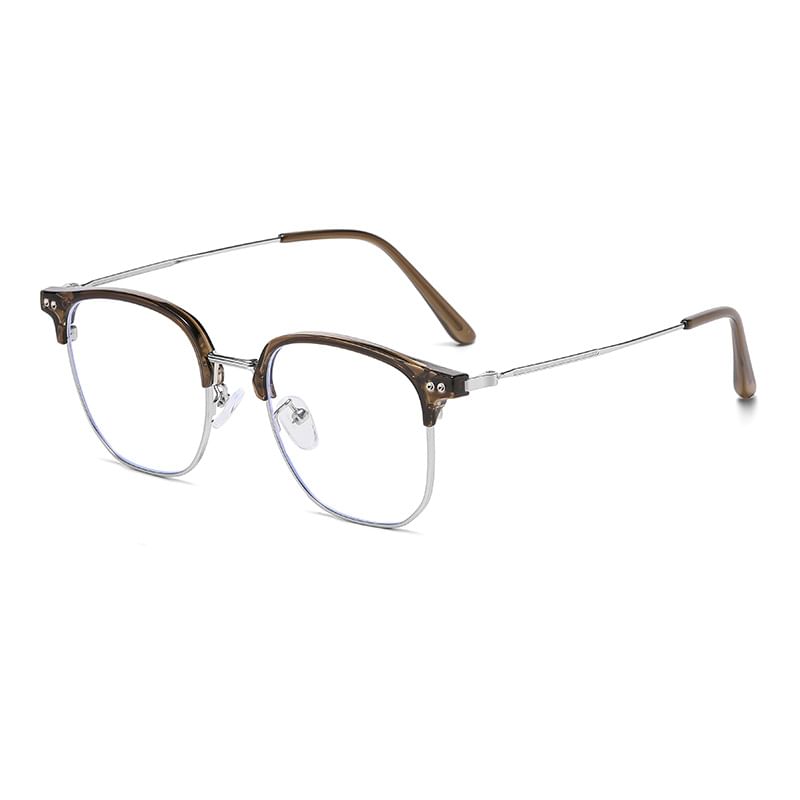 Eyeglasses Blue Frame Light Square Metal Blocking