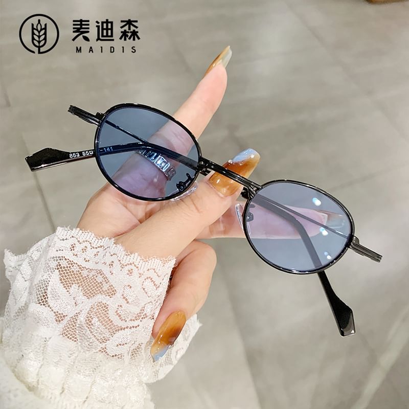 / Round Light Sunglasses Eyeglasses Metal Blue Frame Blocking