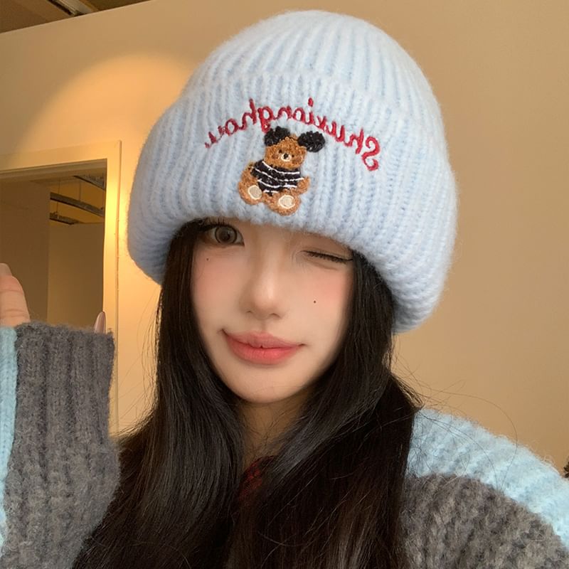 Bear Embroidery Beanie