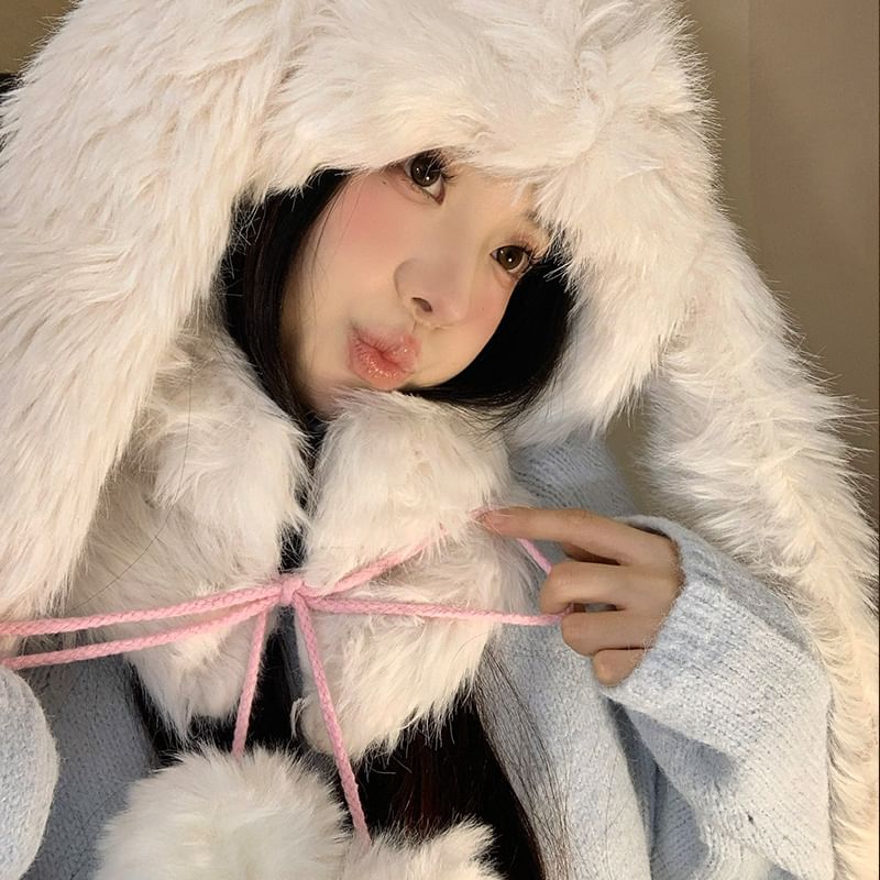 Hat Trapper Pom Rabbit Ear