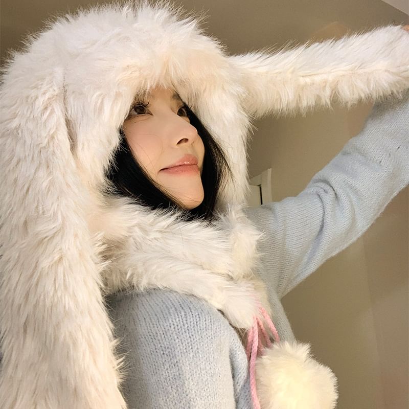 Hat Trapper Pom Rabbit Ear